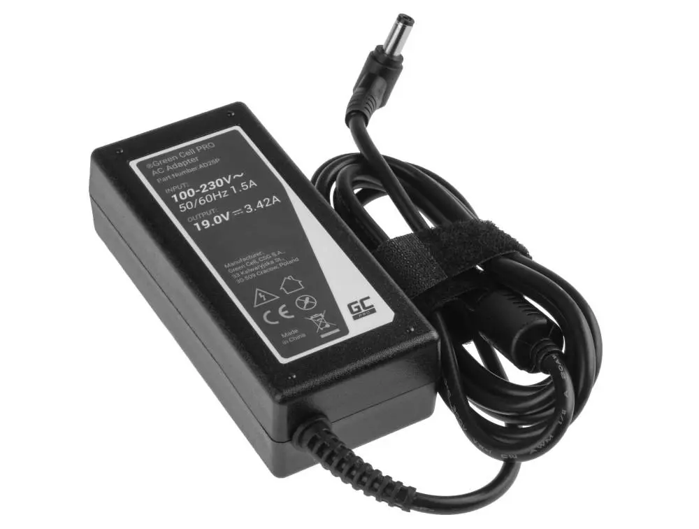 Захранване за лаптоп GREEN CELL, PRO Charger / AC Adapter 19V 3.42A 65W for Asus R510C R510L R556L X550C X550L Toshiba Satellite C650 L750 5.5mm-2.5mm - image 1