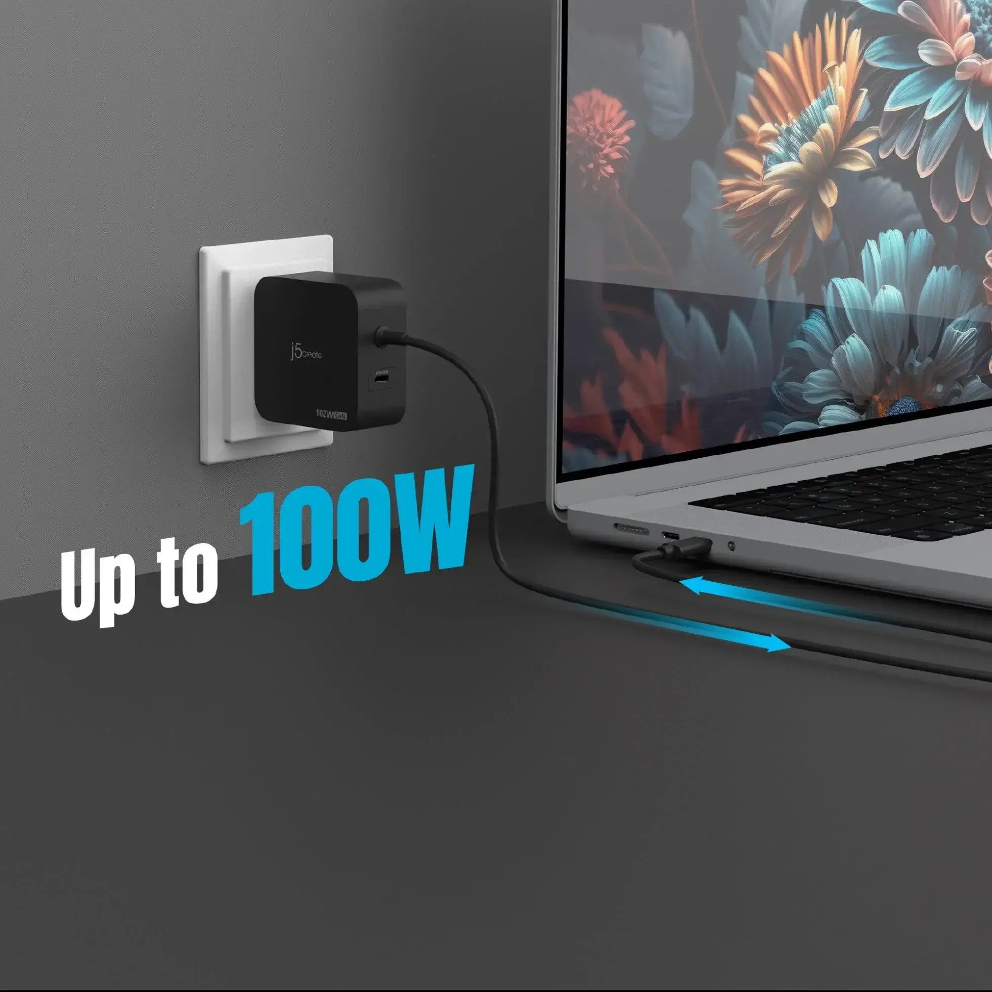 j5create JUP25102V Зарядно 220V- GaN 102W USB-C 2порта- за лаптопи, таблети, телефони - image 3