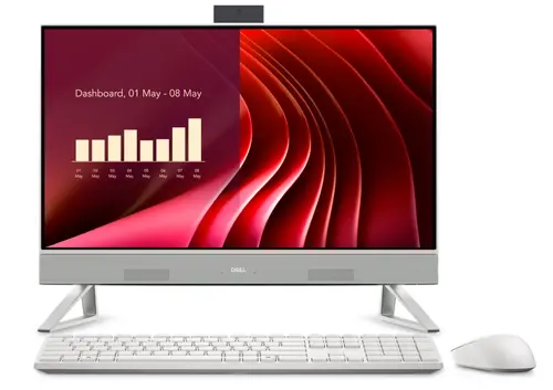 Настолен компютър - всичко в едно, Dell 24 All-in-One EC24250, Intel Core 7 150U(12MB cache, 10 cores, up to 5.4 GHz), 23.8" FHD (1920x1080) AG Touch WVA, 16GB, 2x8GB, DDR5, 5200 MT/s, 1TB M.2 PCIe SSD, Intel Graphics, Triangle Stand, 5MP IR Tilt Cam, WiFi 6E+BT, Wireless Kb & Mouse, Win