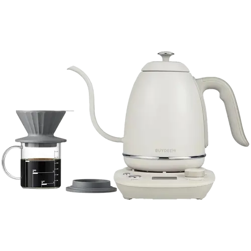 BUYDEEM Fierbător electric cu gât de lebădă pentru cafea, model K821, culoare Oat White EU - 1