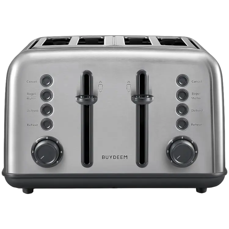 BUYDEEM Prăjitor de pâine cu 4 felii, model DT640E, culoare oțel inoxidabil, EU