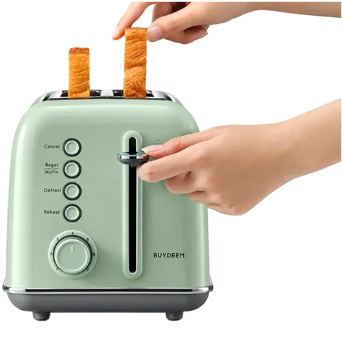 BUYDEEM Prăjitor de pâine cu 2 felii, model DT620E, culoare Cozy Greenish, EU - 2