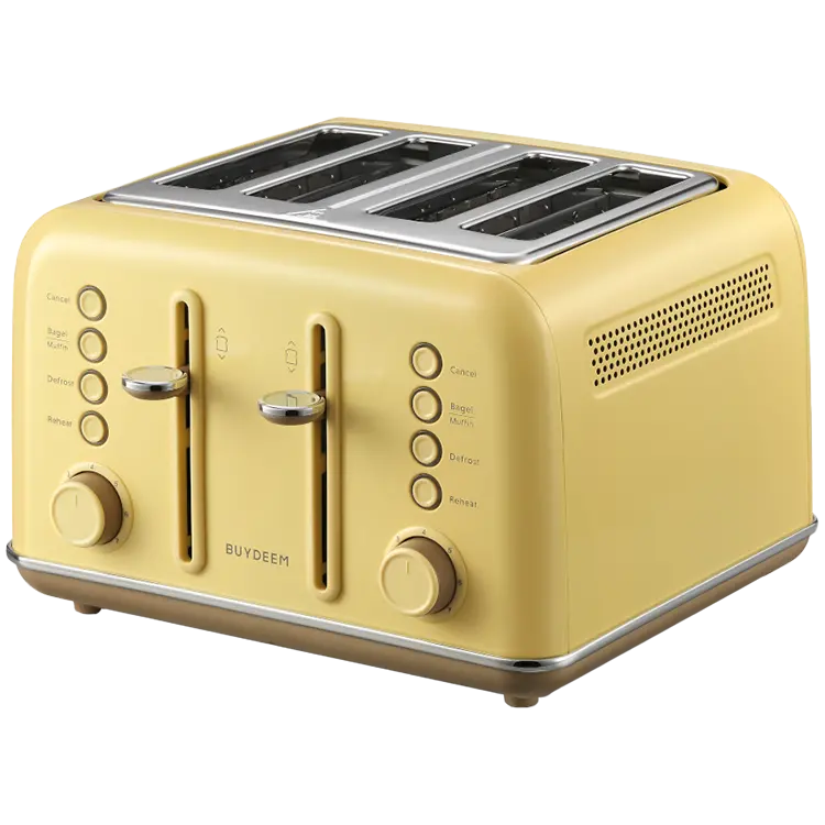BUYDEEM Prăjitor de pâine cu 4 felii, model DT640E, culoare Mellow Yellow, EU