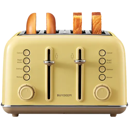 BUYDEEM Prăjitor de pâine cu 4 felii, model DT640E, culoare Mellow Yellow, EU - 3