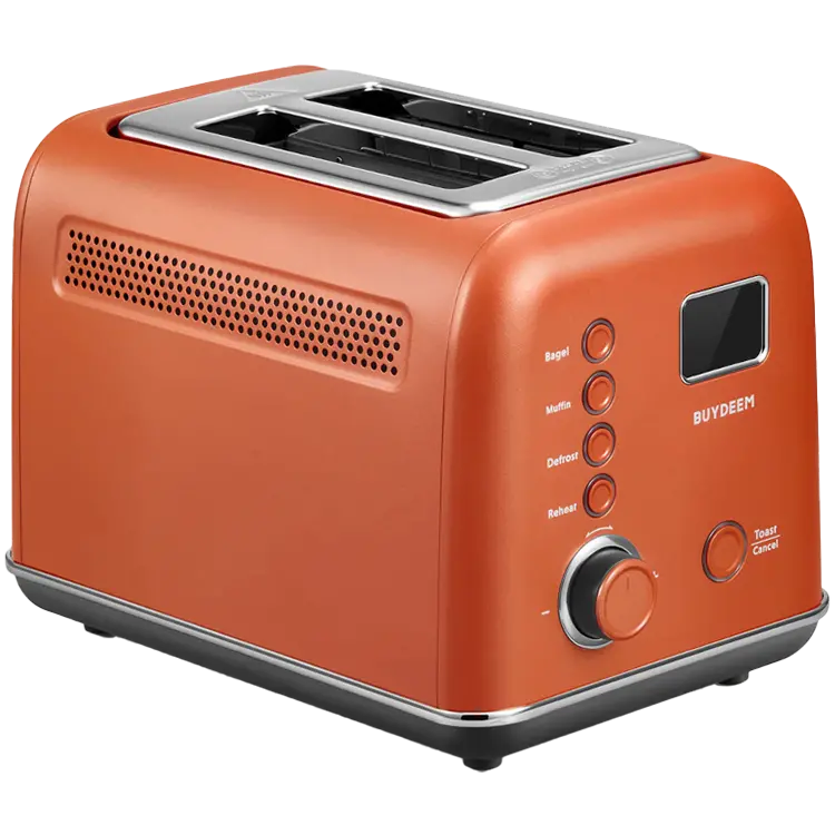 BUYDEEM Prăjitor de pâine automat din metal cu 2 felii, model DT730E, culoare Koi Red, EU