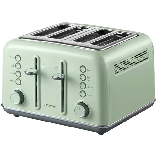 BUYDEEM Prăjitor de pâine cu 4 felii, model DT640E, culoare Cozy Greenish, EU - 1