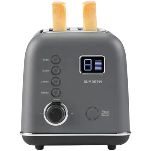 BUYDEEM Prăjitor de pâine automat din metal cu 2 felii, model DT730E, culoare Ink Grey, EU - 6