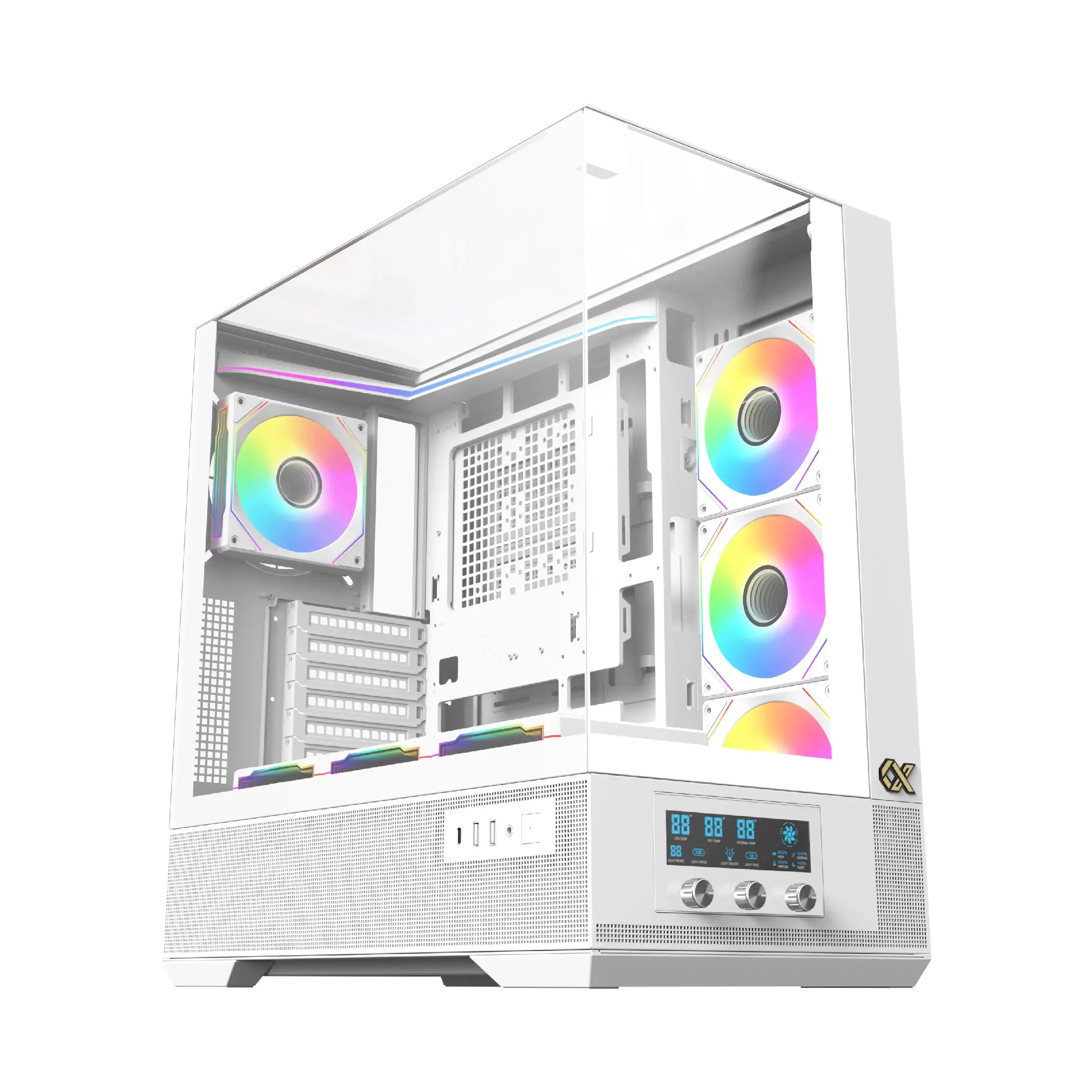 Xigmatek κουτί Case EATX - Vision Arctic - 7 ανεμιστήρες ARGB, οθόνη LCD, έξυπνος έλεγχος ανεμιστήρων