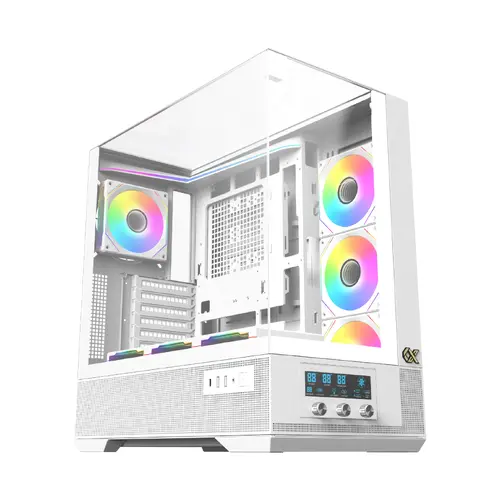 Xigmatek кутия Case EATX - Vision Arctic - 7 ARGB Fans, LCD Display Panel, Smart Fan Control