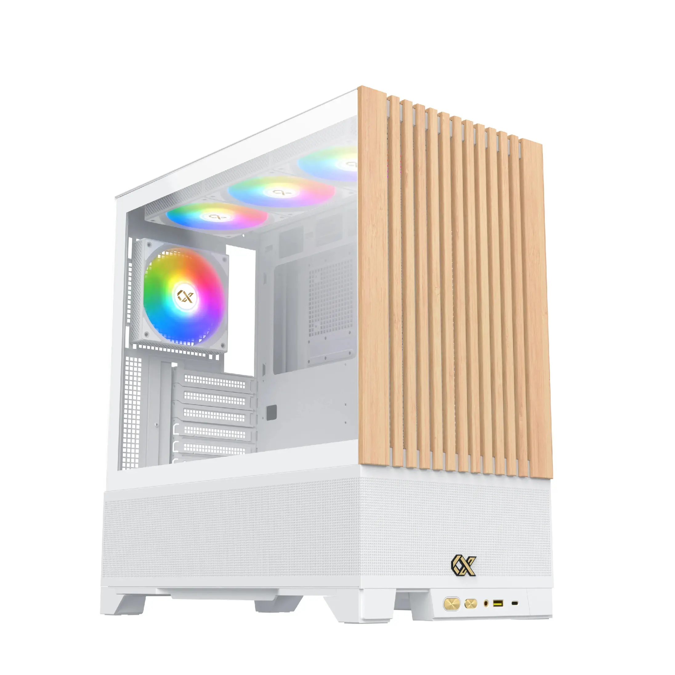Xigmatek carcasă Case EATX - Endorphin WD Arctic, Addressable RGB, lemn