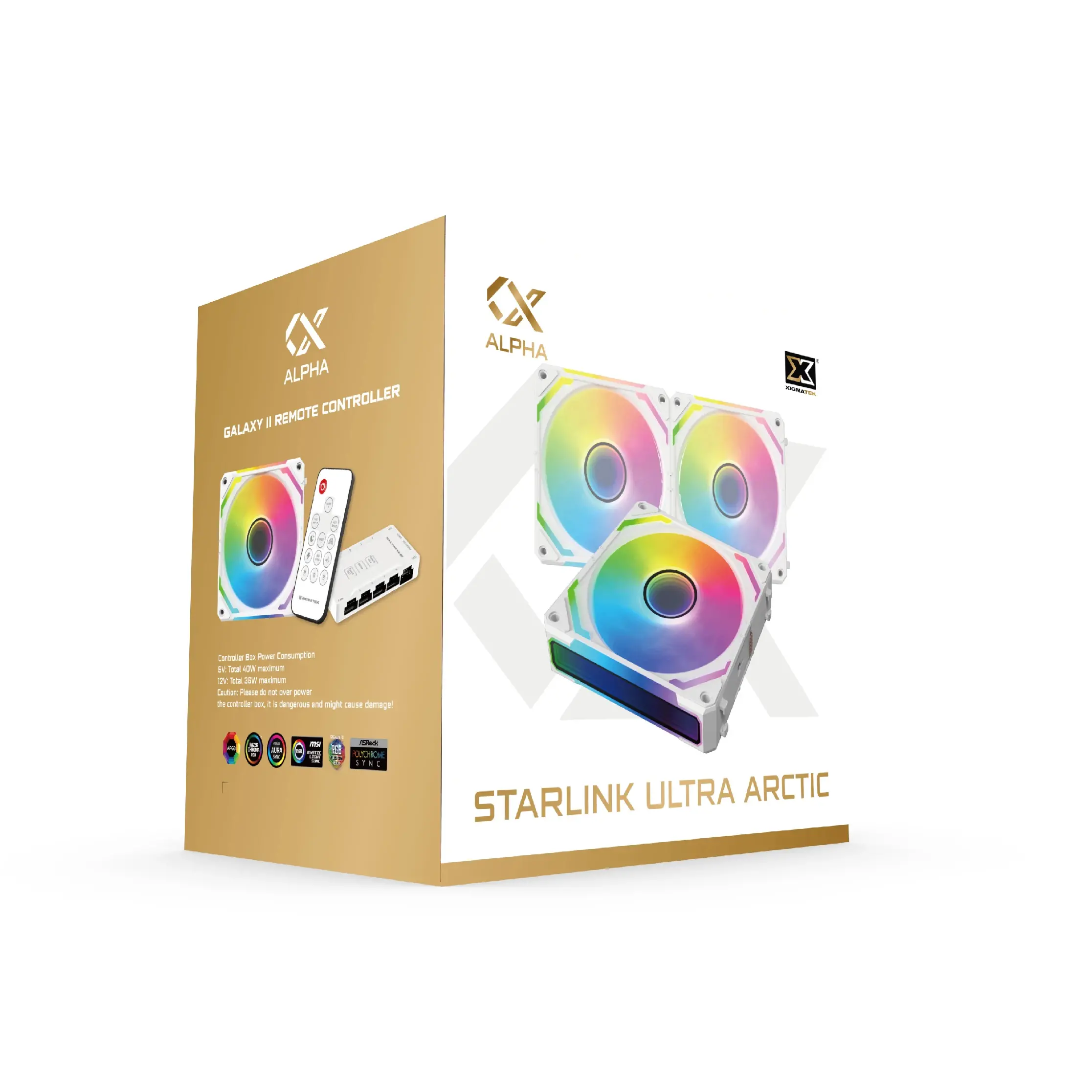 Xigmatek Комплект вентилатори Fan Pack 3-in-1 3x120mm - Starlink Ultra Arctic - Infinity Mirror, A-RGB - image 9