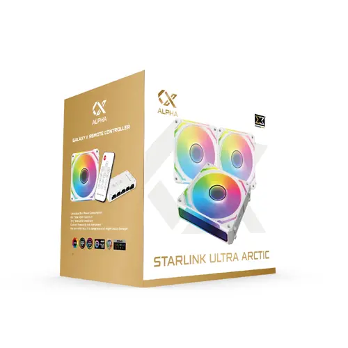 Xigmatek Комплект вентилатори Fan Pack 3-in-1 3x120mm - Starlink Ultra Arctic - Infinity Mirror, A-RGB - image 9