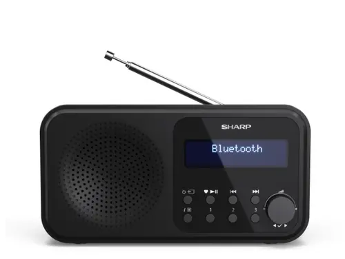 Радио, Sharp Radios DR-P420(BK), PORTABLE DIGITAL RADIO, Bluetooth 5.0, 20 DAB+/DAB/FM, Auto time/date, LCD Display, Dual alarm,Micro USB x1 (power supply),3.5mm Headphone jack / line-out, Black - image 1