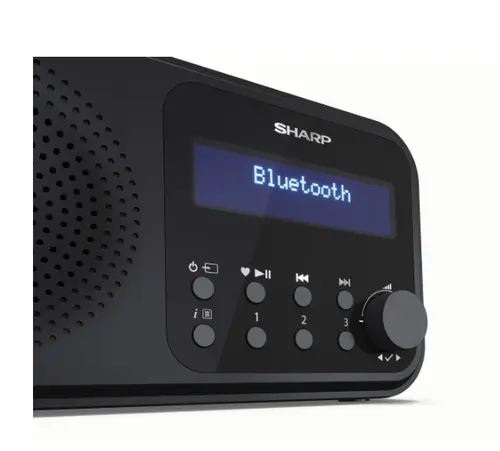 Радио, Sharp Radios DR-P420(BK), PORTABLE DIGITAL RADIO, Bluetooth 5.0, 20 DAB+/DAB/FM, Auto time/date, LCD Display, Dual alarm,Micro USB x1 (power supply),3.5mm Headphone jack / line-out, Black - image 4