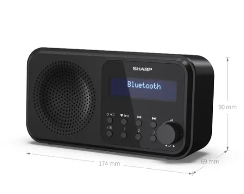 Радио, Sharp Radios DR-P420(BK), PORTABLE DIGITAL RADIO, Bluetooth 5.0, 20 DAB+/DAB/FM, Auto time/date, LCD Display, Dual alarm,Micro USB x1 (power supply),3.5mm Headphone jack / line-out, Black - image 6