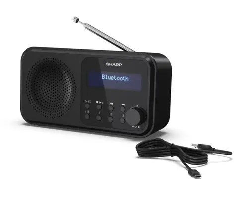 Радио, Sharp Radios DR-P420(BK), PORTABLE DIGITAL RADIO, Bluetooth 5.0, 20 DAB+/DAB/FM, Auto time/date, LCD Display, Dual alarm,Micro USB x1 (power supply),3.5mm Headphone jack / line-out, Black - image 7