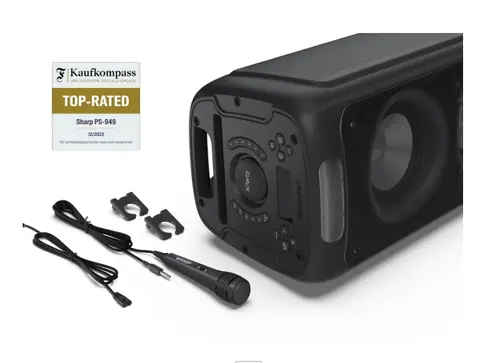 Тонколони, Sharp Speakers PS-949, XPARTY STREET BEAT  2 x 8" woofers + horn tweeter, max power output 132 W, 12 h play time by built in battery, True wireless Stereo, USB Music playback and charging, DJ FX, BT 5.0, 2 x Mic/Guitar inputs, Splashproof (IPX4), Black - image 12
