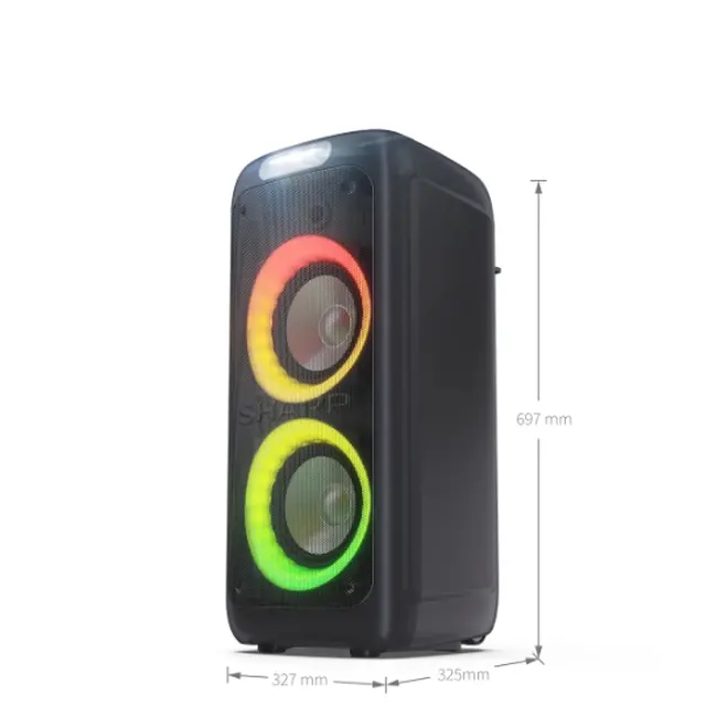 Тонколони, Sharp Speakers PS-949, XPARTY STREET BEAT 2 x 8" woofers + horn tweeter, max power output 132 W, 12 h play time by built in battery, True wireless Stereo, USB Music playback and charging, DJ FX, BT 5.0, 2 x Mic/Guitar inputs, Splashproof (IPX4), Black - image 13