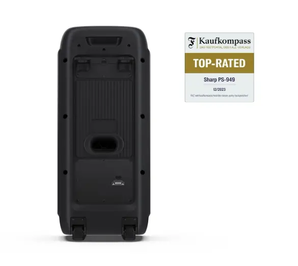 Тонколони, Sharp Speakers PS-949, XPARTY STREET BEAT 2 x 8" woofers + horn tweeter, max power output 132 W, 12 h play time by built in battery, True wireless Stereo, USB Music playback and charging, DJ FX, BT 5.0, 2 x Mic/Guitar inputs, Splashproof (IPX4), Black - image 7