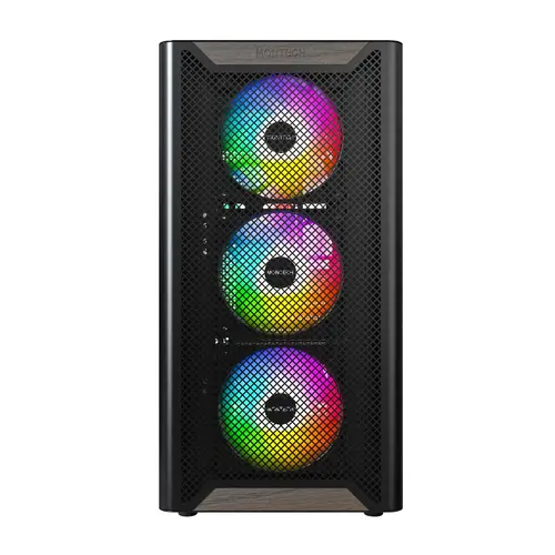 Montech кутия Case ATX - XR Wood (B) - 4 x 120 mm ARGB Fans, Wood, USB-C, Black - image 1