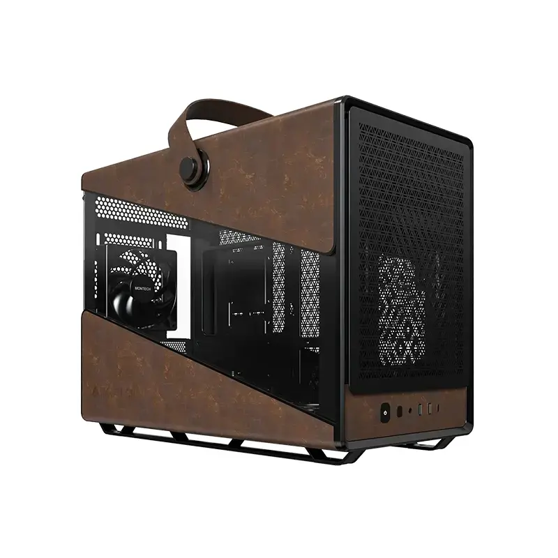 Montech carcasă Case mATX - Heritage PRO (B) - USB-C, piele, 4 ventilatoare de 120 mm