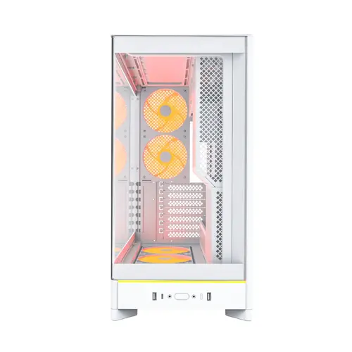 Montech кутия Case ATX - HS02 PRO (W) - 5 x 120 mm ARGB Fans, USB-C, Black - image 3