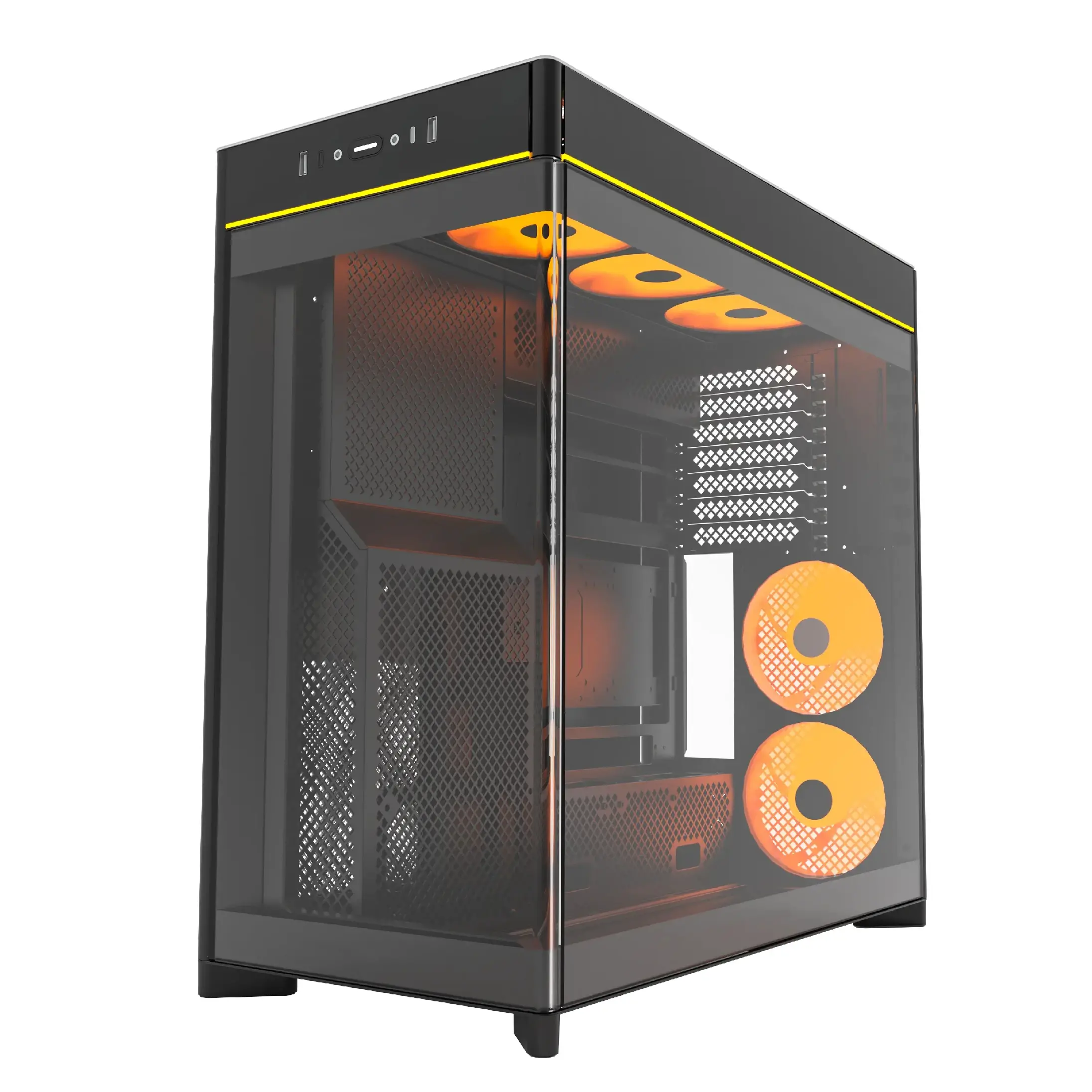 Montech кутия Case ATX - HS02 PRO (B) - 5 x 120 mm ARGB Fans, USB-C, Black - image 2