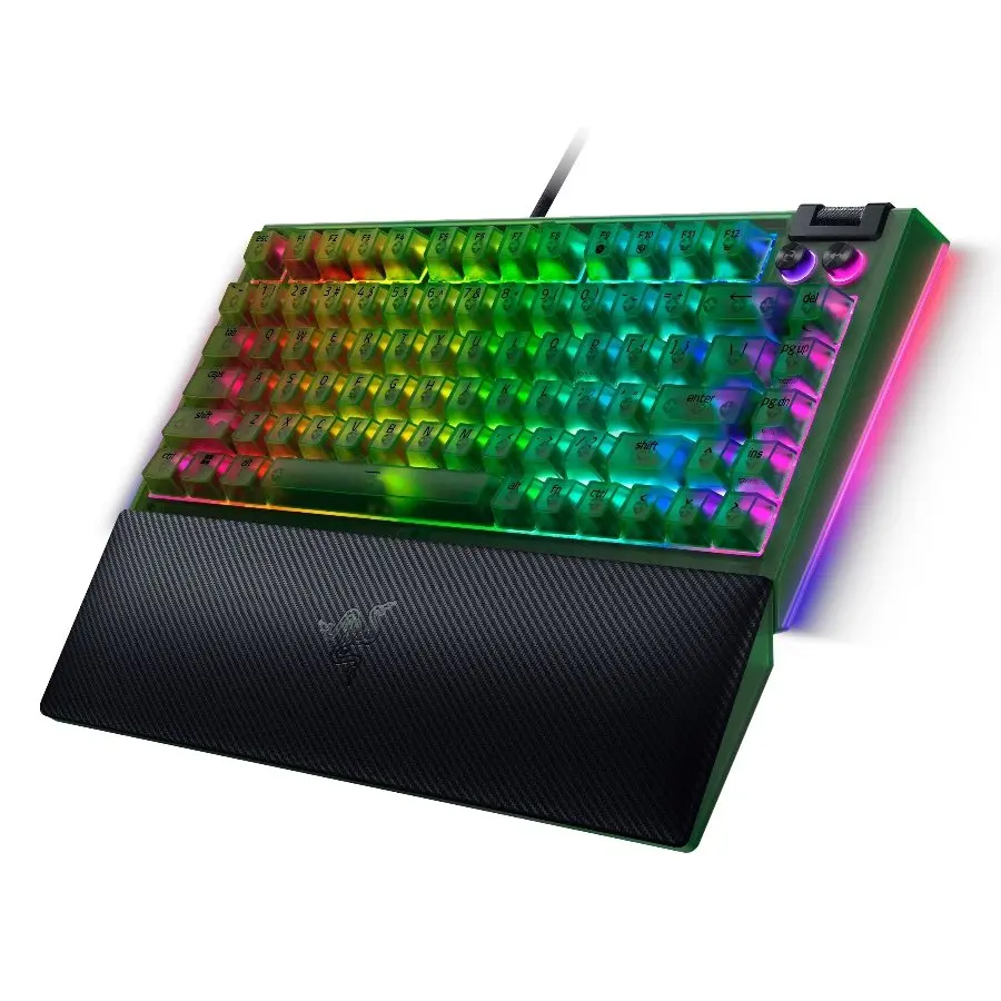 Razer BlackWidow V4 75% Phantom Green Edition, US Layout, Razer Chroma RGB, Hot-swappable Design, Detachable Type C Cable, PCB & Case sound dampening foam, Up to 8,000 Hz polling rate, Doubleshot ABS Keycaps, Magnetic Plush Leatherette - image 2