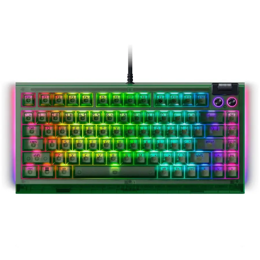 Razer BlackWidow V4 75% Phantom Green Edition, US Layout, Razer Chroma RGB, Hot-swappable Design, Detachable Type C Cable, PCB & Case sound dampening foam, Up to 8,000 Hz polling rate, Doubleshot ABS Keycaps, Magnetic Plush Leatherette - image 4