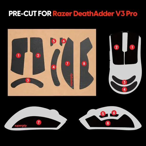 Pulsar лепенки за захват Supergrip Griptape Precut for Razer Deathadder V - image 2
