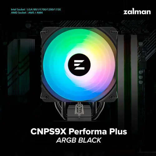 Zalman охлаждане за процесор CPU Cooler CNPS9X PERFORMA PLUS ARGB BLACK LGA1851/AM5 - image 12