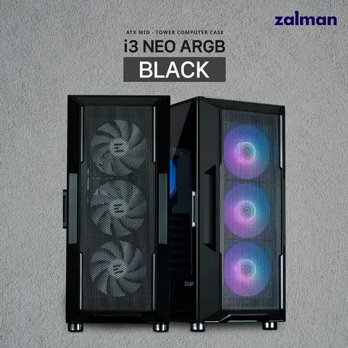 Zalman кутия Case ATX - i3 NEO ARGB Black - Mesh, aRGB, Tempered Glass - image 11