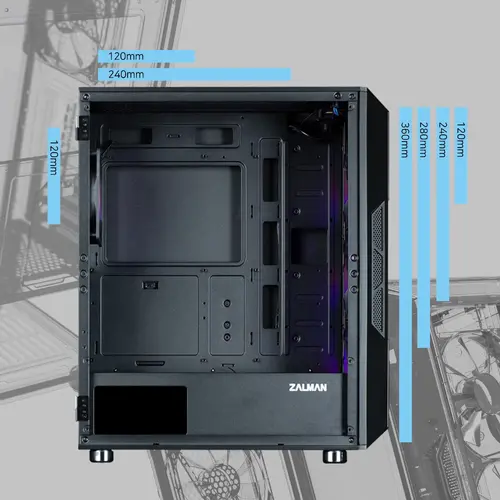 Zalman кутия Case ATX - i3 NEO ARGB Black - Mesh, aRGB, Tempered Glass - image 18