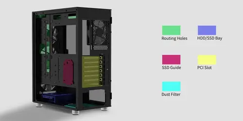 Zalman кутия Case ATX - i3 NEO ARGB Black - Mesh, aRGB, Tempered Glass - image 19