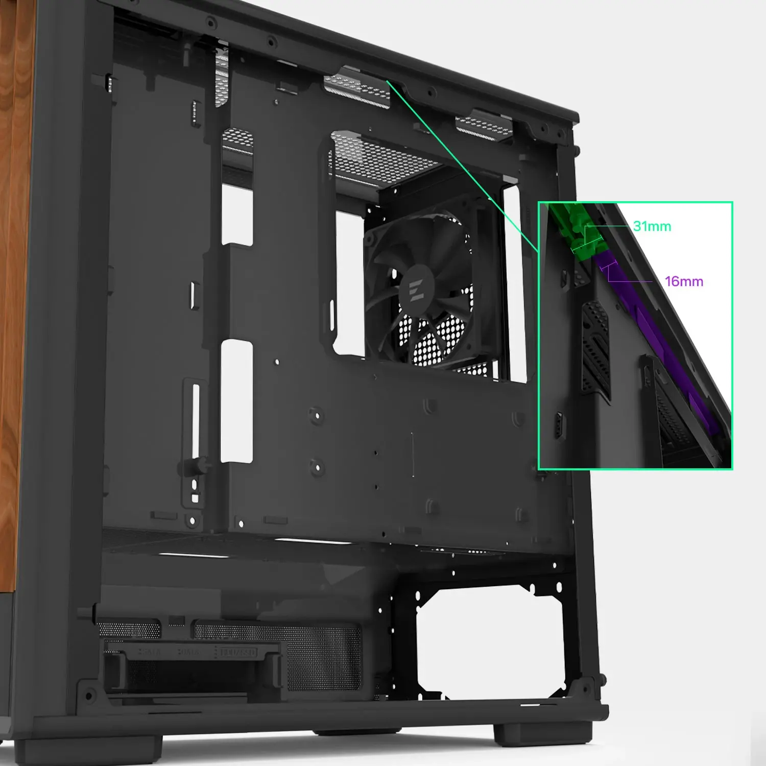 Zalman кутия Case mATX - P10 NAMU BLACK - Wood, USB-C - image 10