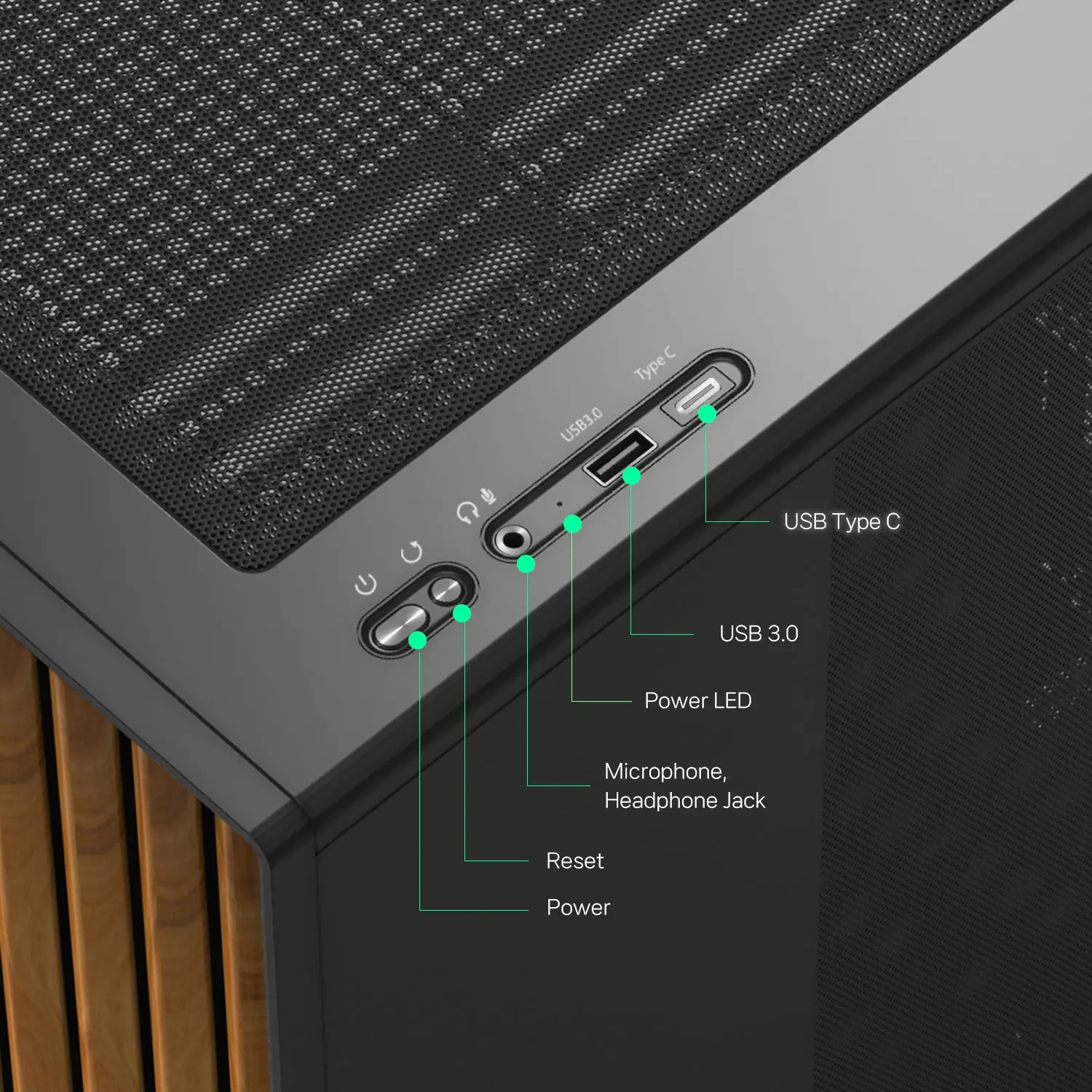 Zalman кутия Case mATX - P10 NAMU BLACK - Wood, USB-C - image 11