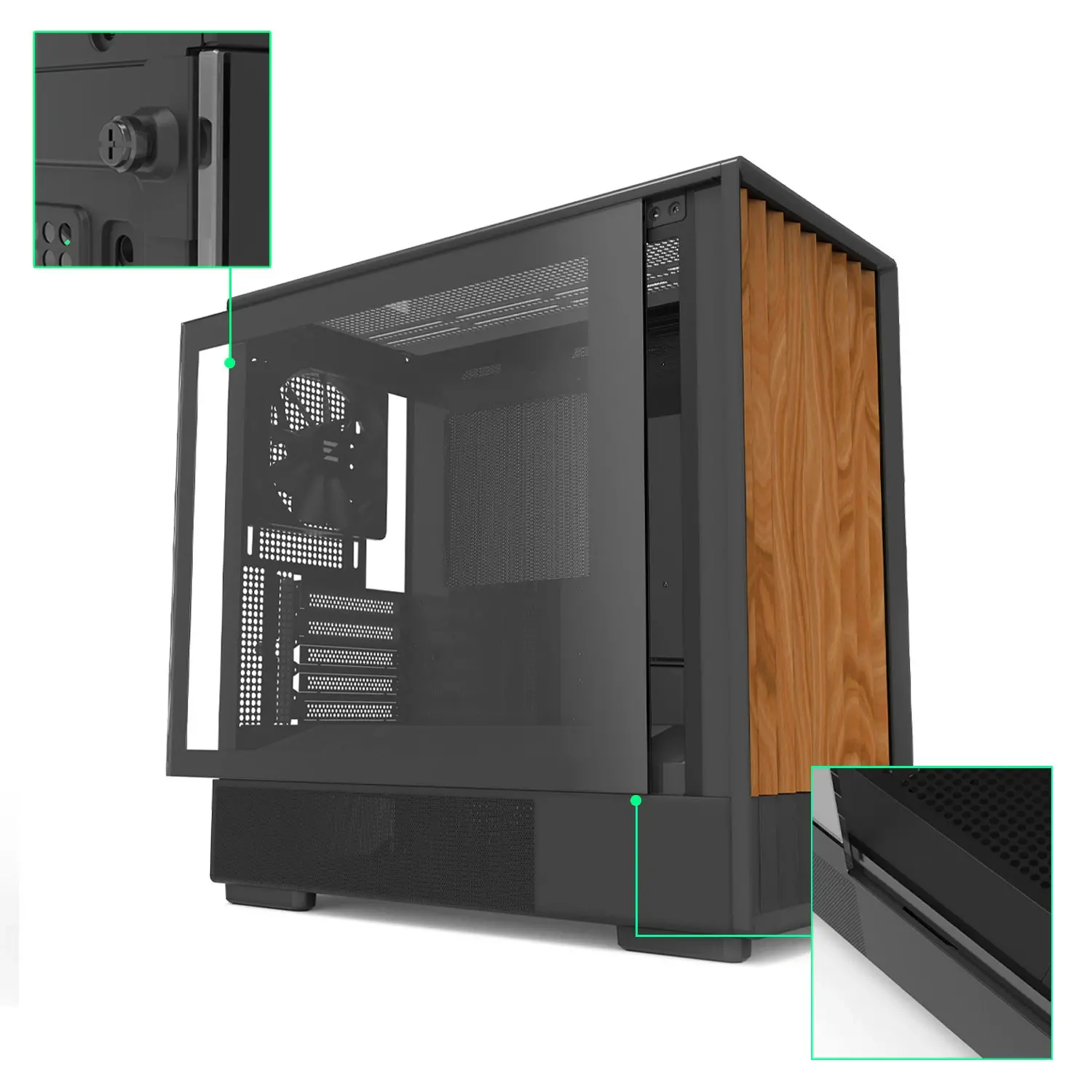 Zalman кутия Case mATX - P10 NAMU BLACK - Wood, USB-C - image 12