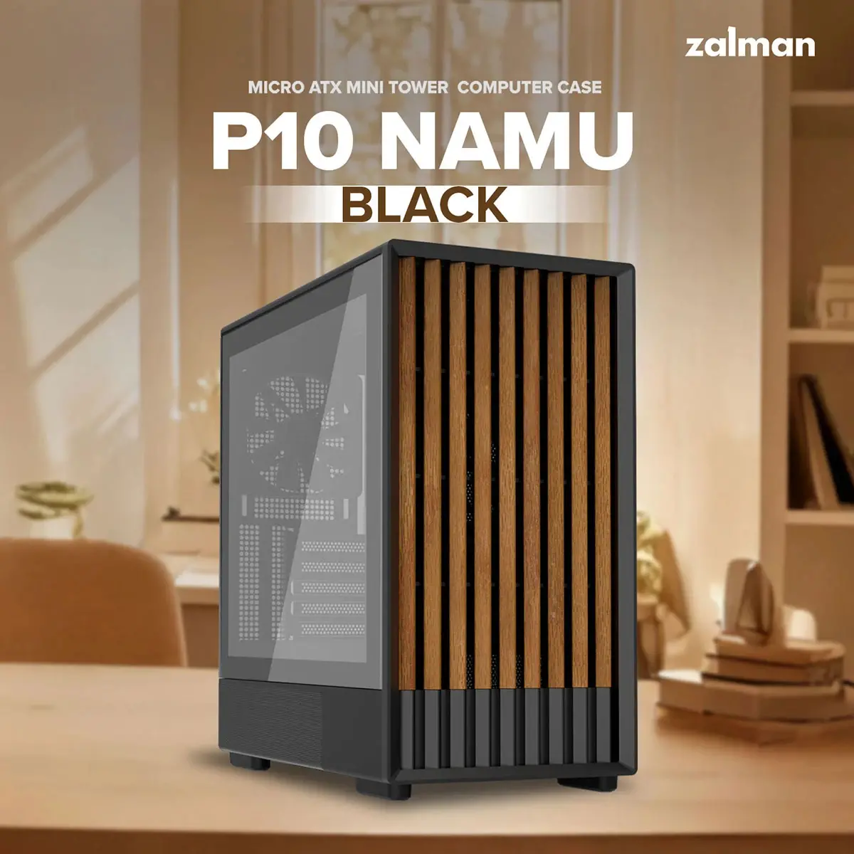 Zalman кутия Case mATX - P10 NAMU BLACK - Wood, USB-C - image 9