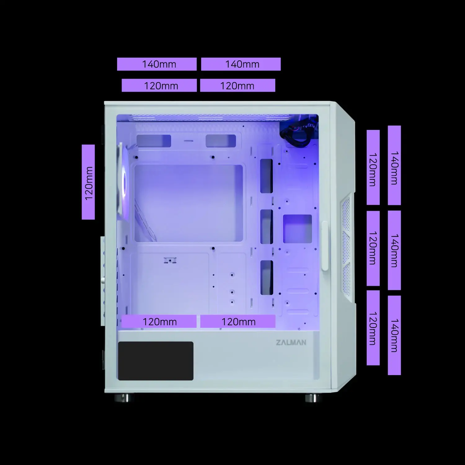 Zalman кутия Case ATX - i3 NEO ARGB White - Mesh, aRGB, Tempered Glass - image 12