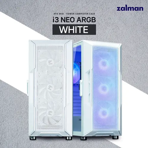 Zalman carcasă Case ATX - i3 NEO ARGB White - Mesh, aRGB, Tempered Glass - 18