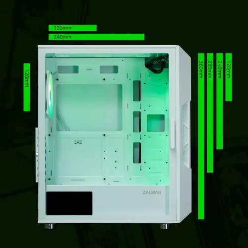 Zalman carcasă Case ATX - i3 NEO ARGB White - Mesh, aRGB, Tempered Glass - 20
