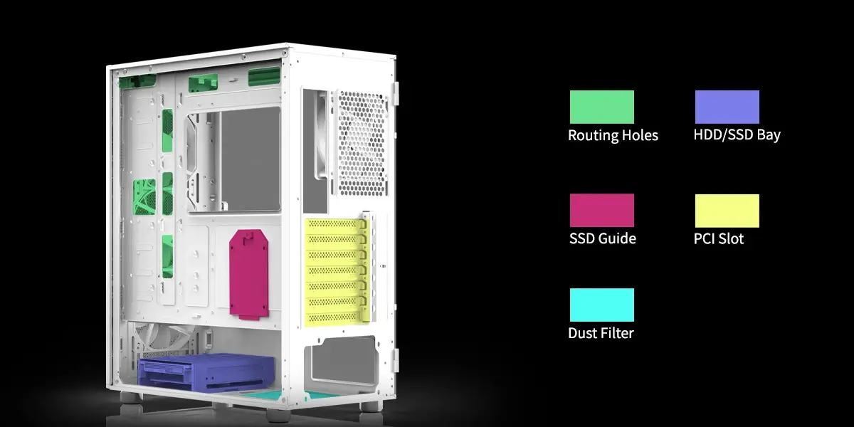 Zalman кутия Case ATX - i3 NEO ARGB White - Mesh, aRGB, Tempered Glass - image 20