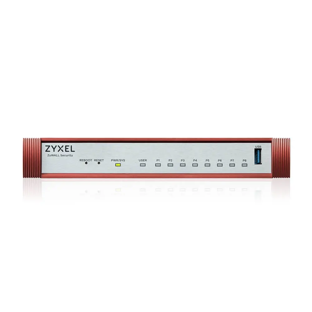 Защитна стена, ZyXEL USG FLEX 100 H, 8 Gigabit user-definable ports, 1*USB with 1 YR Gold Security Pack