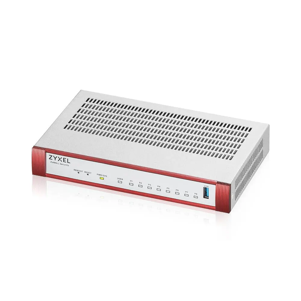 Защитна стена, ZyXEL USG FLEX 100 H, 8 Gigabit user-definable ports, 1*USB with 1 YR Gold Security Pack - image 1