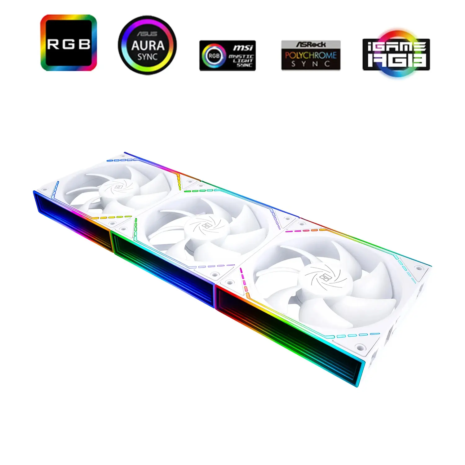 Thermalright Комплект вентилатори Fan Pack 3-in-1 3x120mm - TL-M12QW x 3 - White, Infinity Mirror, Daisy-Chain, A-RGB - image 1