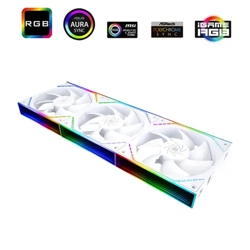 Thermalright Комплект вентилатори Fan Pack 3-in-1 3x120mm - TL-M12QW x 3 - White, Infinity Mirror, Daisy-Chain, A-RGB - image 1