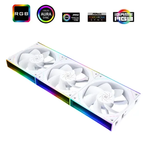 Thermalright Комплект вентилатори Fan Pack 3-in-1 3x120mm - TL-M12QRW x 3 - White, Reverse, Infinity Mirror, Daisy-Chain, A-RGB - image 1