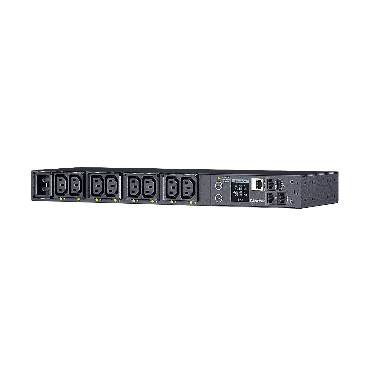 1U Rackmount управляем разклонител 1х C20 вход 16А / 8х C13 изхода, отдалечен индивидуален контрол на всеки изход; PDU41005