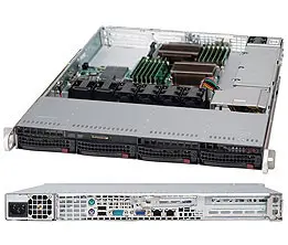 1U WIO MB optimized, 4x 3.5" Hot-swap SAS2/SATA drive bays, 600W  80+ platinum, 1x Slim DVD-ROM Drive (optional), rackmount rail kit