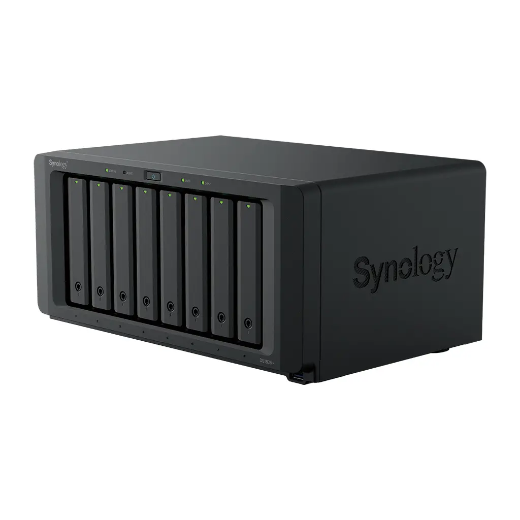Server NAS Synology cu 18 bay-uri pentru întreprinderi mici și mijlocii (8 bay-uri în configurația de bază, extensibil până la 18 cu 2x DX517)